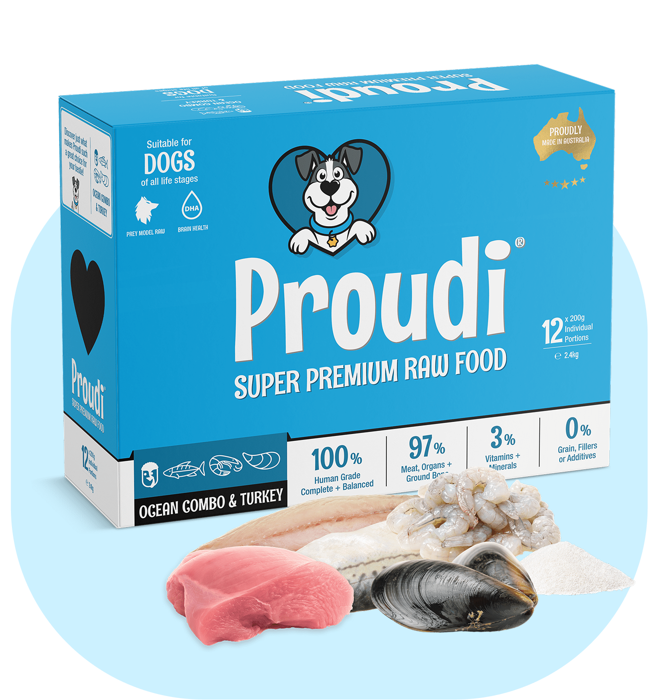 Ocean Combo and Turkey Raw Patties for Dogs