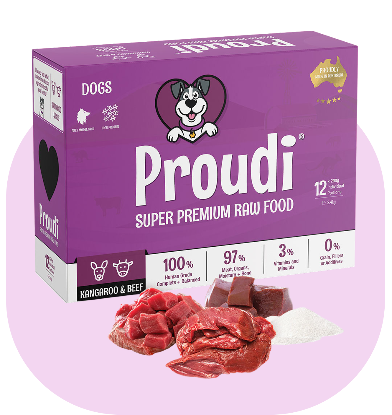 Kangaroo & Beef Raw Patties for Dogs