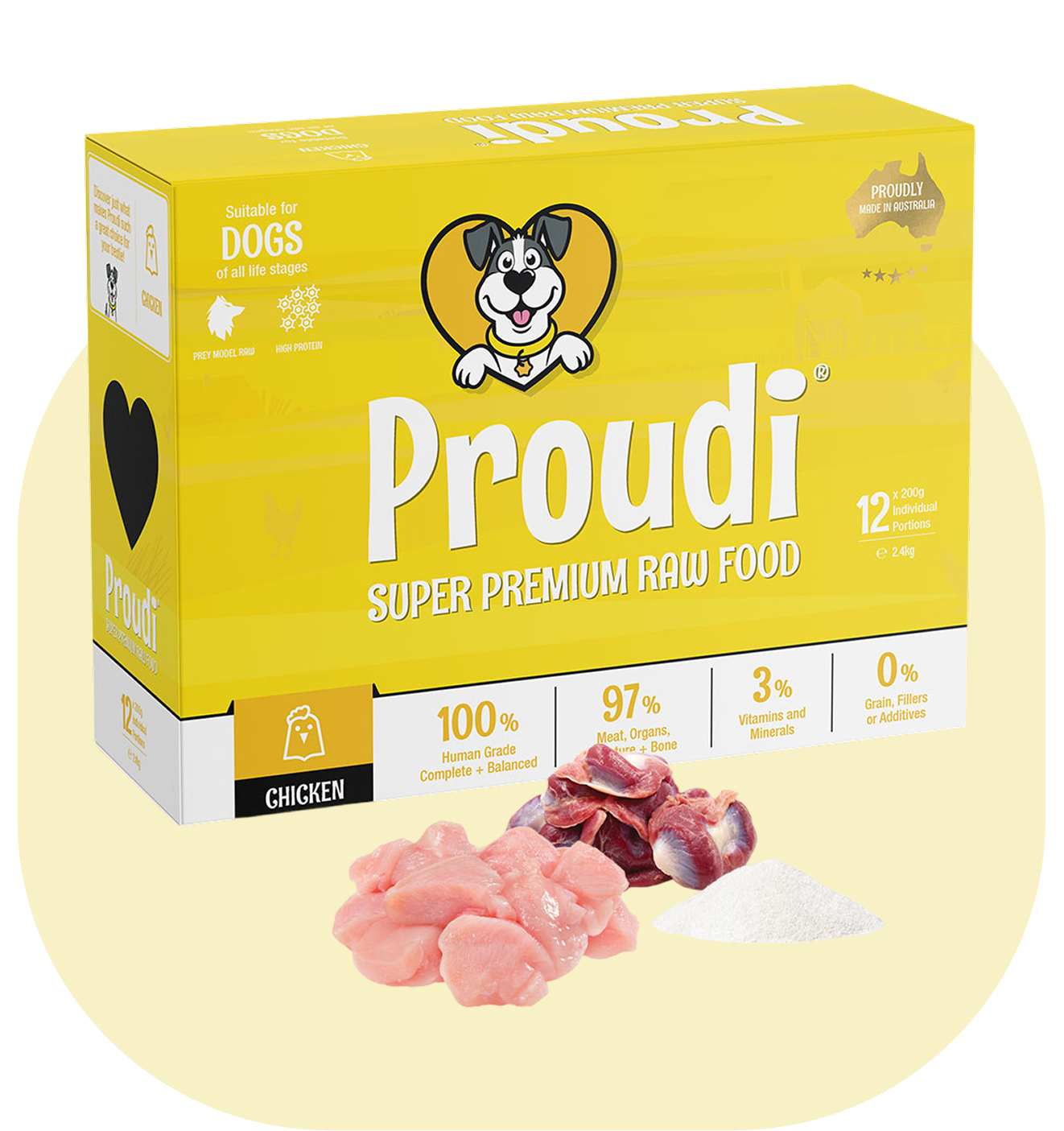 Single Protein Chicken Raw Patties for Dogs