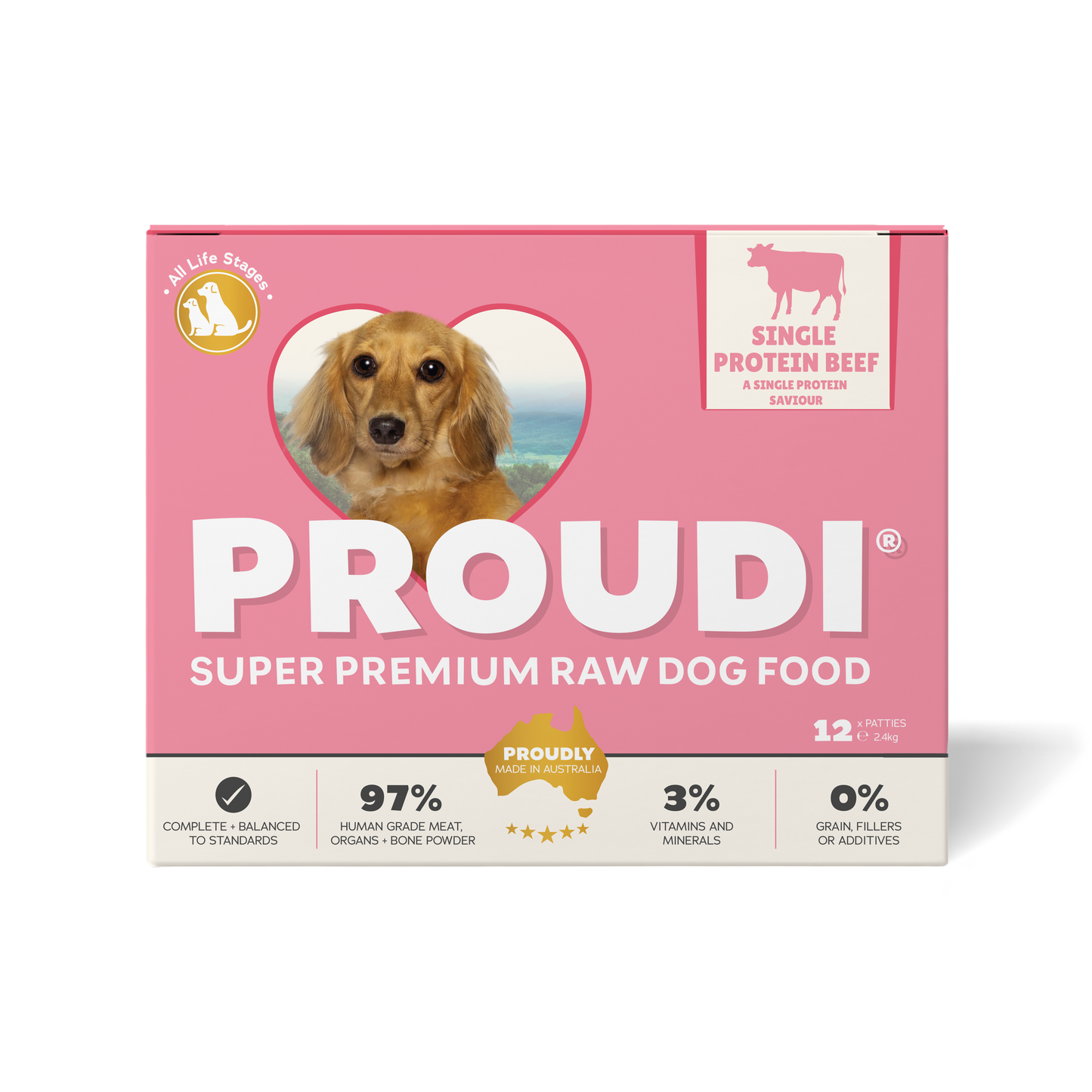 Single Protein Raw Beef Patties for Dogs